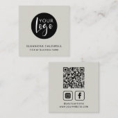 Social Media QR Code Logo Smoky White Vierkante Visitekaartje (Voorkant / Achterkant)