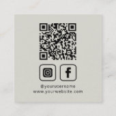 Social Media QR Code Logo Smoky White Vierkante Visitekaartje (Achterkant)