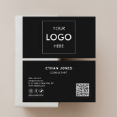 Social Media QR Code Logo Verfijnd Zwart Visitekaartje