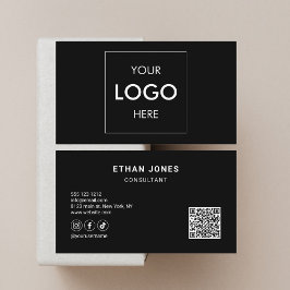 Social Media QR Code Logo Verfijnd Zwart Visitekaartje