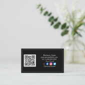 Social media QR Code Logo Zwart Influencer Modern Visitekaartje (Staand voorkant)