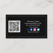 Social media QR Code Logo Zwart Influencer Modern Visitekaartje (Voorkant)
