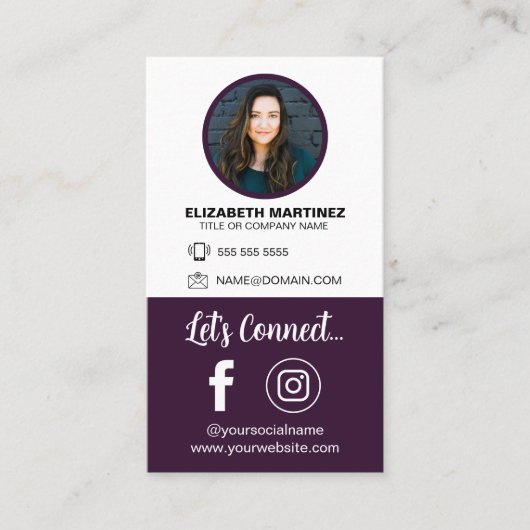 Social Media QR Code Medewerker Foto & Bedrijf Log Visitekaartje (Voorkant)