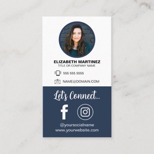 Social Media QR Code Medewerker Foto & Bedrijf Log Visitekaartje (Voorkant)