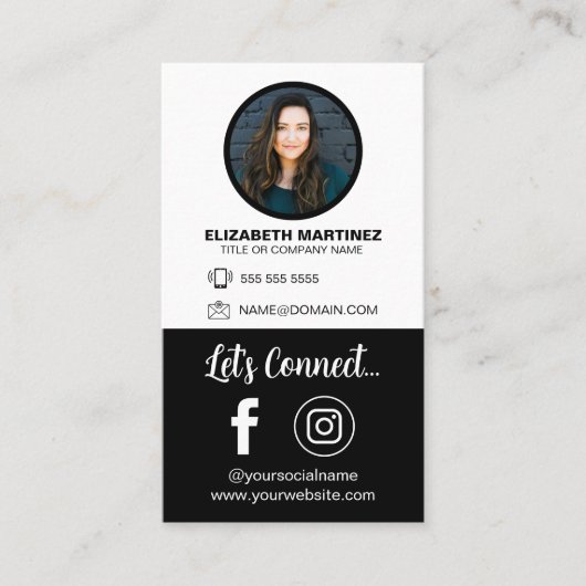 Social Media QR Code Medewerker Foto & Bedrijf Log Visitekaartje (Voorkant)