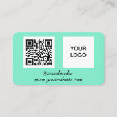 Social media QR Code Mint Green Professional Visitekaartje (Voorkant)