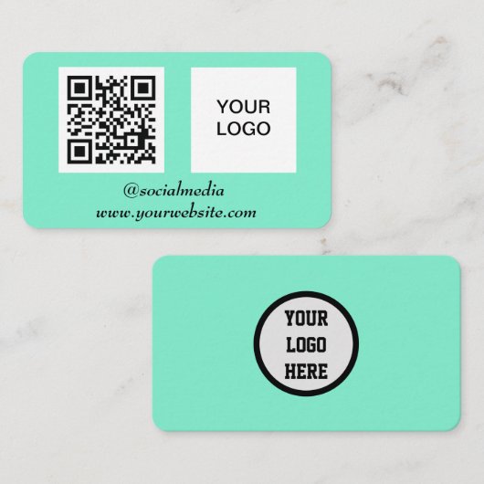 Social media QR Code Mint Green Professional Visitekaartje (Voorkant / Achterkant)