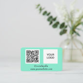 Social media QR Code Mint Green Professional Visitekaartje (Staand voorkant)
