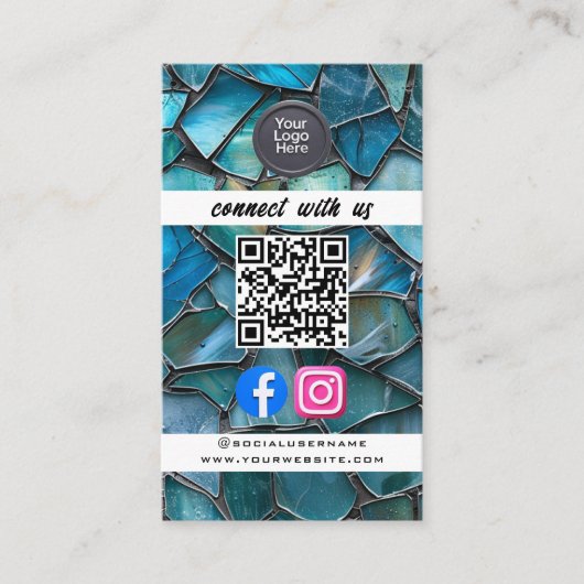 Social Media QR Code Modern Pro Minimalist Sleek B Visitekaartje (Voorkant)