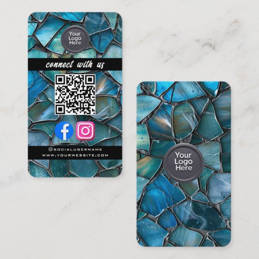 Social Media QR Code Modern Pro Minimalist Sleek B Visitekaartje (Voorkant / Achterkant)