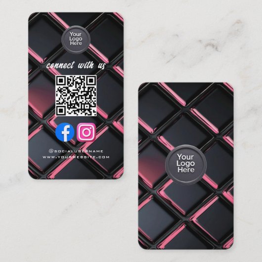 Social Media QR Code Modern Pro Minimalist Sleek B Visitekaartje (Voorkant / Achterkant)