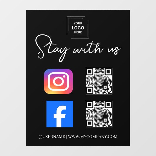 Social Media QR Code Ramensticker  Raamsticker (Vel)