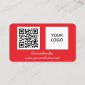 Social media QR Code Rood Professioneel Modern Visitekaartje (Voorkant)