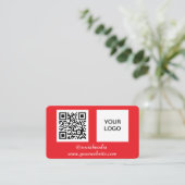Social media QR Code Rood Professioneel Modern Visitekaartje (Staand voorkant)