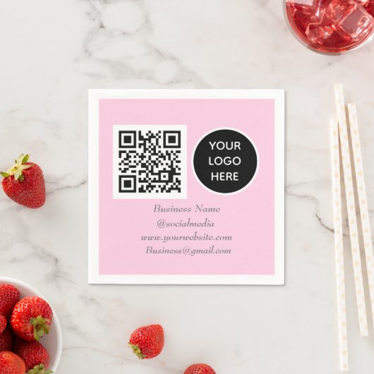 Social media QR Code Roze Modern Business Logo Servet (Insitu)