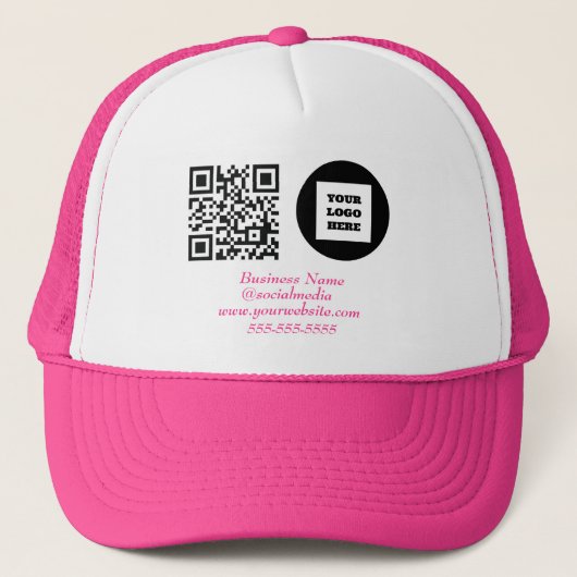 Social media QR Code Roze Modern Business Logo Trucker Pet (Voorkant)