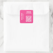 Social Media QR Code Roze Vierkante Sticker (Tas)