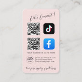 Social Media QR Code – Roze vormgeving Visitekaartje (Voorkant)