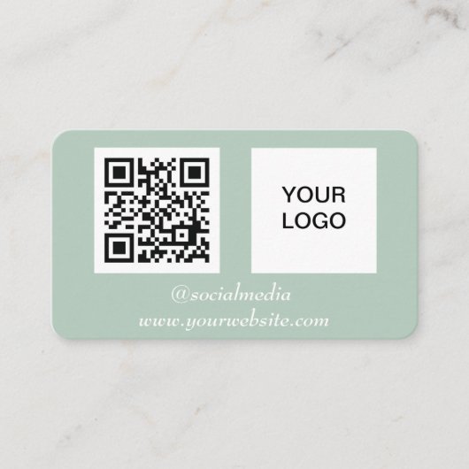 Social media QR Code Sage Green Professional Visitekaartje (Voorkant)