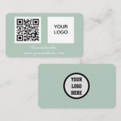 Social media QR Code Sage Green Professional Visitekaartje (Voorkant / Achterkant)