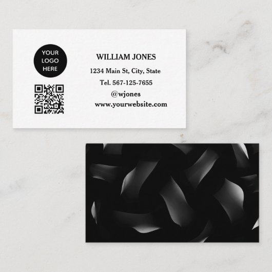 Social media QR Code Scannable Black Luxe Visitekaartje (Voorkant / Achterkant)