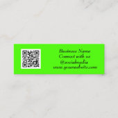 Social media QR Code Scannable Fluorescent Green Mini Visitekaartje (Voorkant)