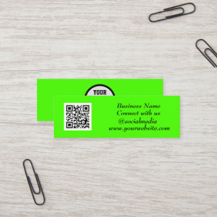 Social media QR Code Scannable Fluorescent Green Mini Visitekaartje
