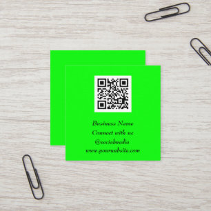 Social media QR Code Scannable Fluorescent Green Vierkante Visitekaartje