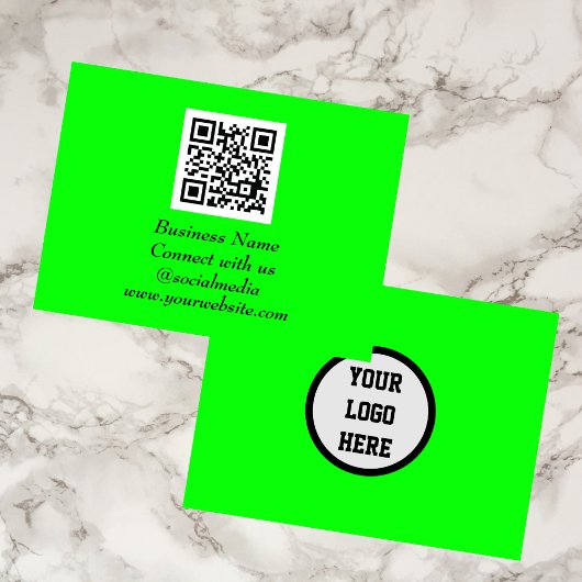 Social media QR Code Scannable Fluorescent Green Visitekaartje