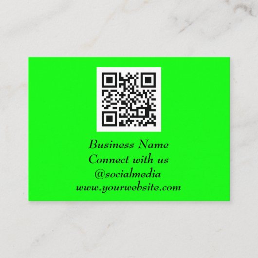 Social media QR Code Scannable Fluorescent Green Visitekaartje (Voorkant)