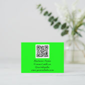 Social media QR Code Scannable Fluorescent Green Visitekaartje (Staand voorkant)