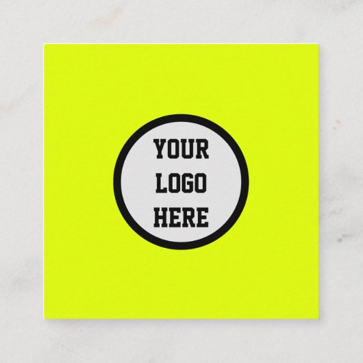 Social media QR Code Scannable Fluorescerend Geel Vierkante Visitekaartje (Achterkant)