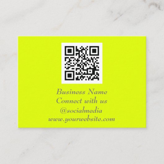 Social media QR Code Scannable Fluorescerend Geel Visitekaartje (Voorkant)