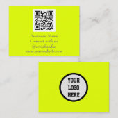 Social media QR Code Scannable Fluorescerend Geel Visitekaartje (Voorkant / Achterkant)