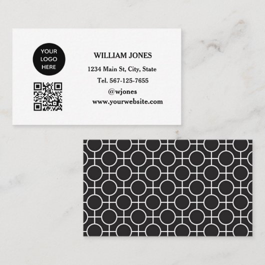 Social media QR Code Scannable Zwart Modern Visitekaartje (Voorkant / Achterkant)