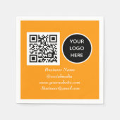 Social media QR Code Sinaasappel Business Logo Servet (Voorkant)