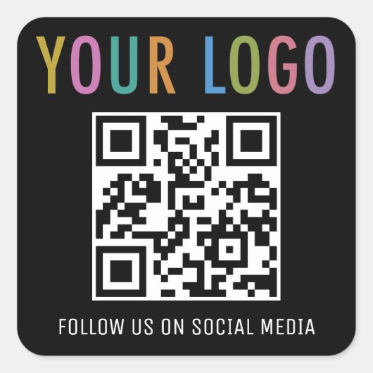 Social Media QR Code Stickers met Logo Black (Voorkant)