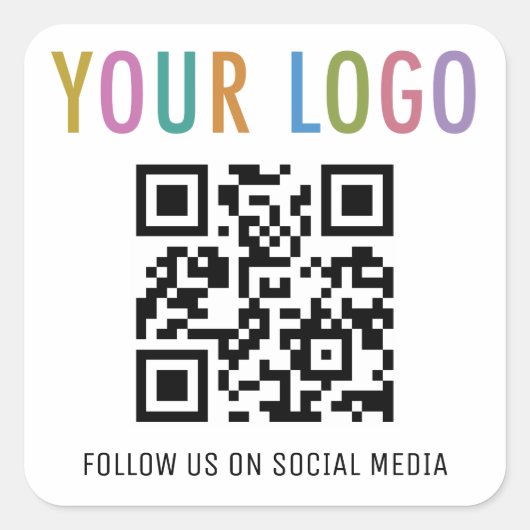 Social Media QR Code Stickers met Logo Square (Voorkant)