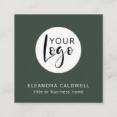 Social Media QR Code Uw Logo Groen Vierkante Visitekaartje (Voorkant)