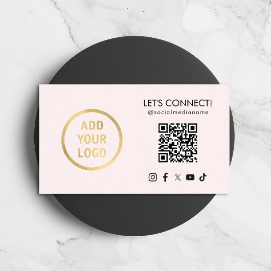 Social Media QR Code Uw Logo toevoegen Roze Visitekaartje