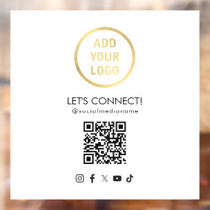 Social Media QR Code Uw Logo toevoegen Wit Raamsticker