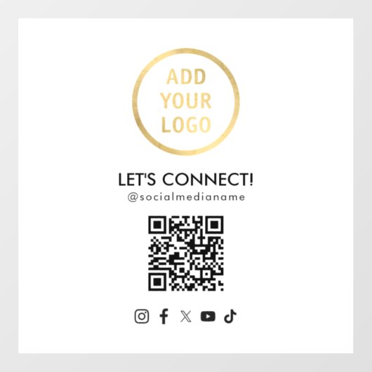 Social Media QR Code Uw Logo toevoegen Wit Raamsticker (Vel)