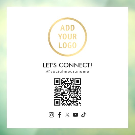 Social Media QR Code Uw Logo toevoegen Wit Raamsticker (Vel 3)