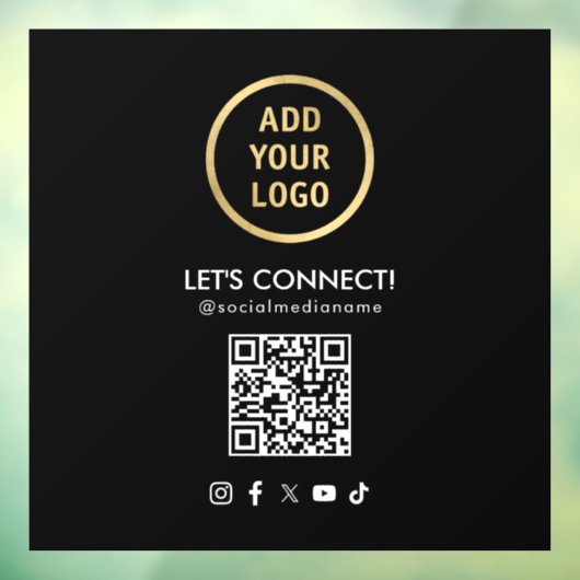Social Media QR Code Uw Logo toevoegen Zwart Raamsticker (Vel 3)