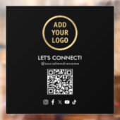 Social Media QR Code Uw Logo toevoegen Zwart Raamsticker (Vel 2)
