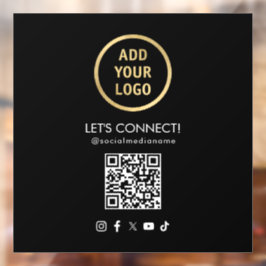 Social Media QR Code Uw Logo toevoegen Zwart Raamsticker