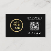 Social Media QR Code Uw Logo toevoegen Zwart Visitekaartje (Voorkant)