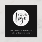 Social Media QR Code Uw Logo Zwart Vierkante Visitekaartje (Voorkant)