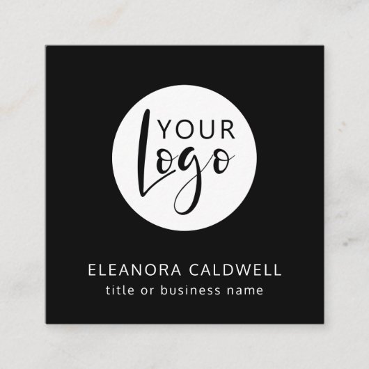 Social Media QR Code Uw Logo Zwart Vierkante Visitekaartje (Voorkant)