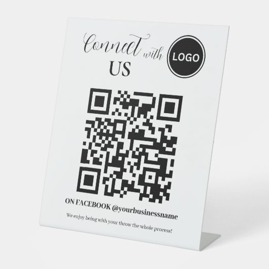 Social Media QR-code Verbind met ons Reclamebord Met Voetstuk (Voorkant)